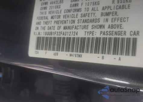 2015 Acura Tlx z USA, uszkodzony, nr VIN 19UUB1F32FA012724